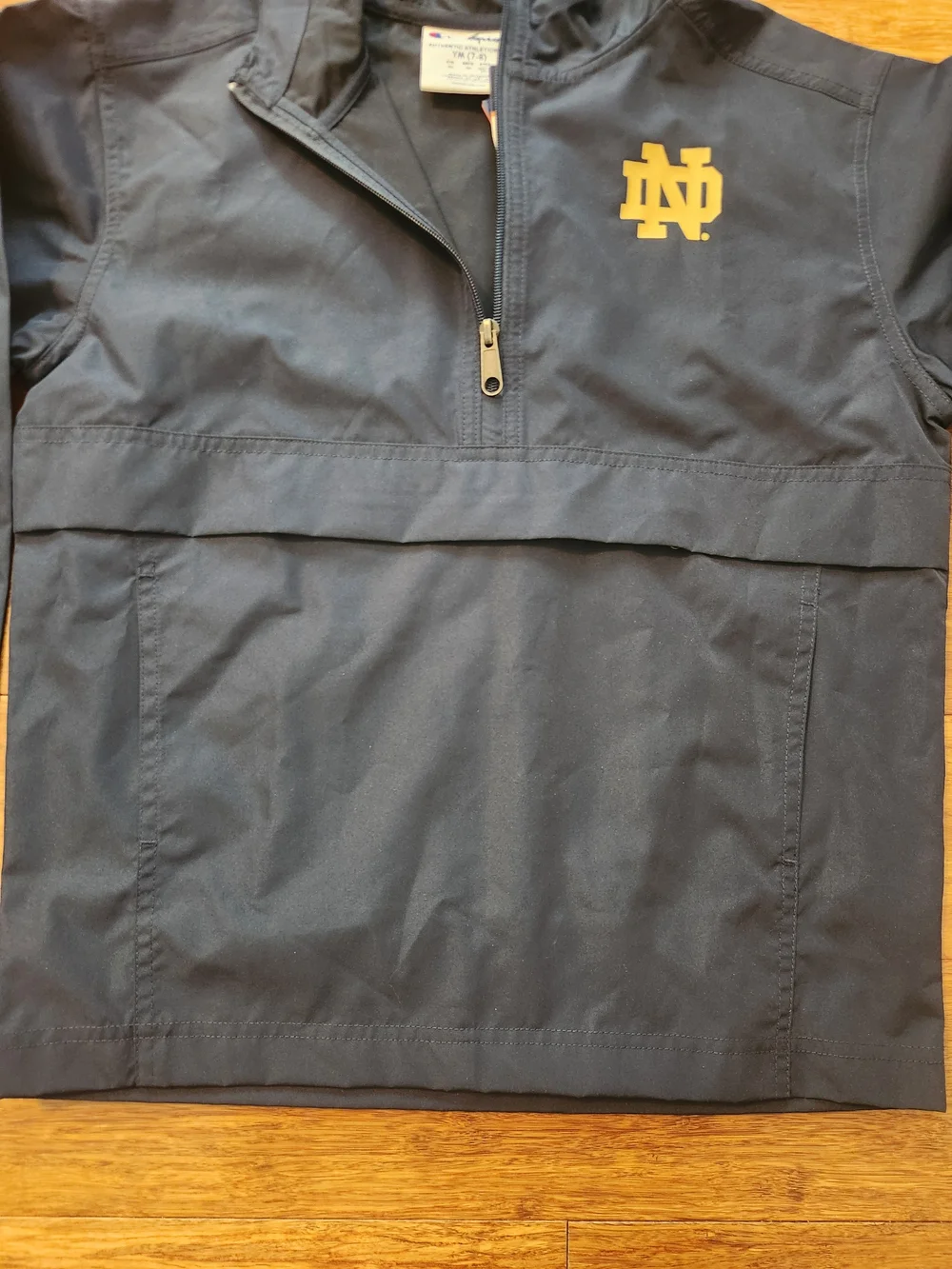 Champion Kids' Youth Notre Dame Navy Hooded Fighting Irish Packable Jacket M 7/8